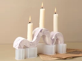 Molde silicona portavela triple ondulado